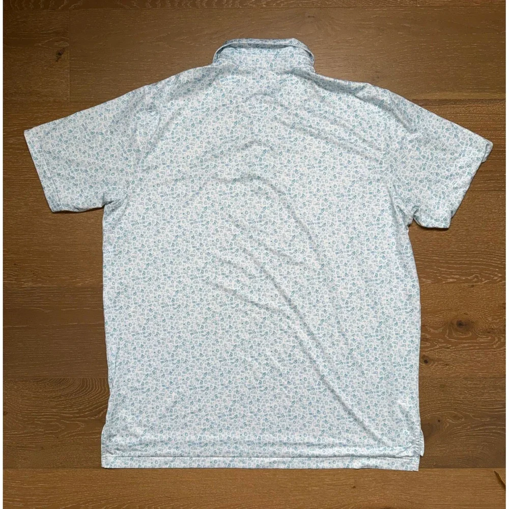 Peter Millar Summer Comfort Texas Polo Shirt XL Blue White Novelty Print Mens - Picture 6 of 8